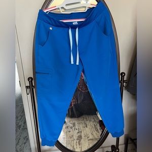 Figs Royal Blue Zamora jogger scrub pants. Medium petite size